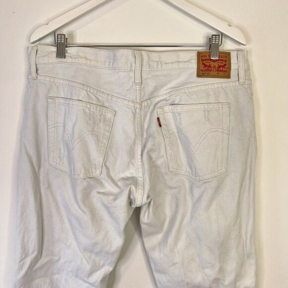CLEARANCE - Levi's 501 CT White Mid Rise Distressed Button Fly Jeans - Picture 4 of 7